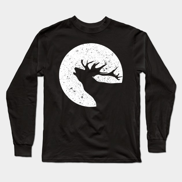Deer Hunting Moon Reindeer Christmas Long Sleeve T-Shirt by Shirtbubble